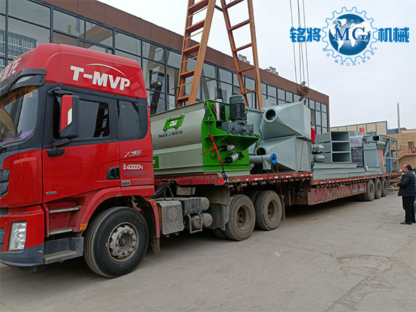 甘肅時產20噸幹粉砂漿設備裝車現場